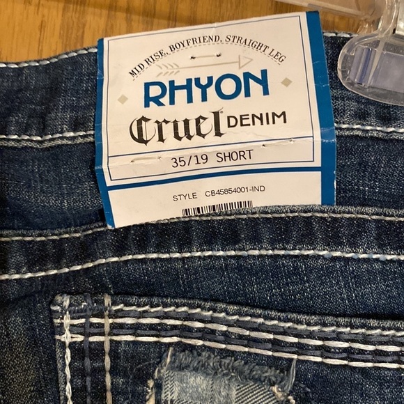 Rhyon Cruel Denim Mid Rise Boyfriend Straight leg jeans size 35/19 Short (BT) - Picture 6 of 7